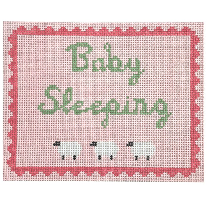 Baby Sleeping - Pink Painted Canvas Goodpoint Needlepoint