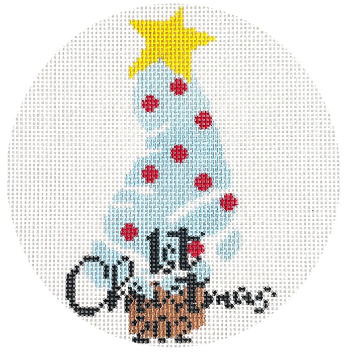 Baby's First Christmas Foot Ornament Blue Painted Canvas Laura Love Designs - 1