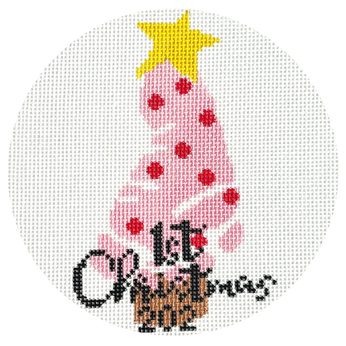 Baby's First Christmas Foot Ornament Pink Painted Canvas Laura Love Designs - 1