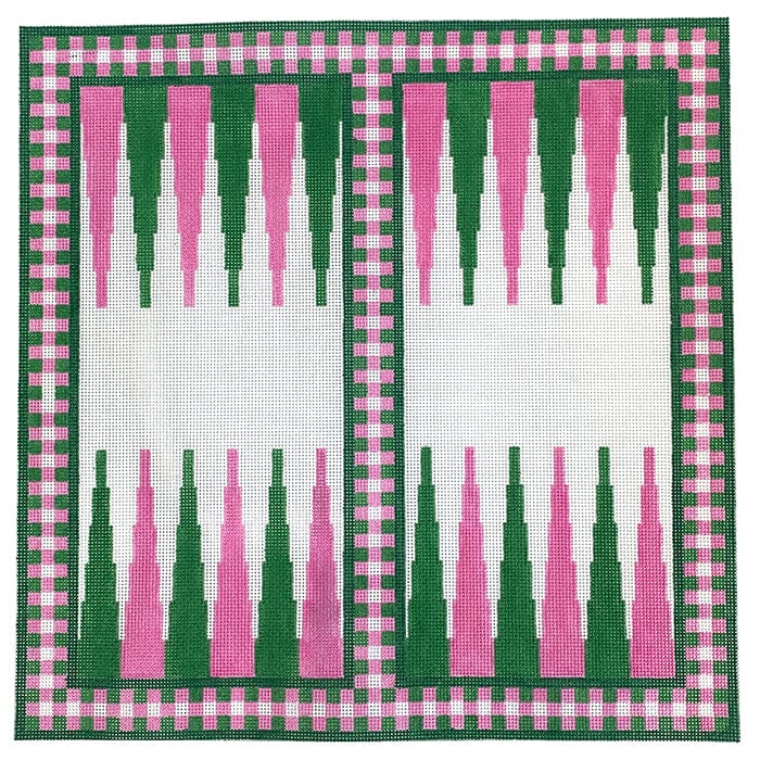Backgammon Preppy Painted Canvas SilverStitch Needlepoint - 1