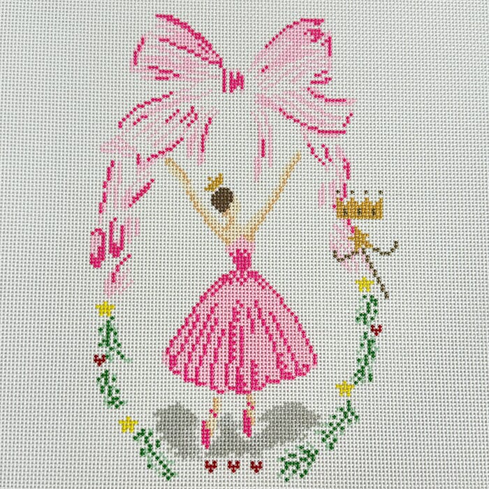 Ballerina Bow Painted Canvas Walker's Needlepoint - 1