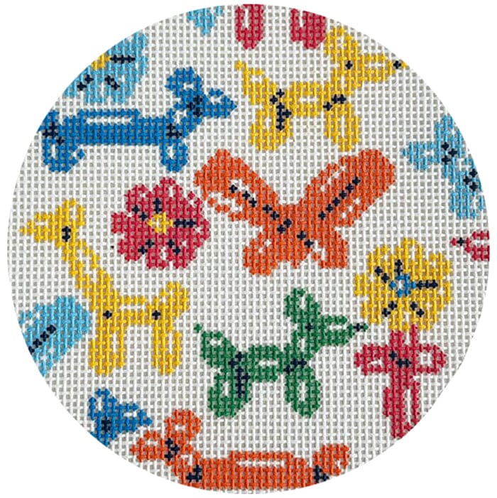 Balloon Party Mini Round Painted Canvas Mopsey Designs - 1