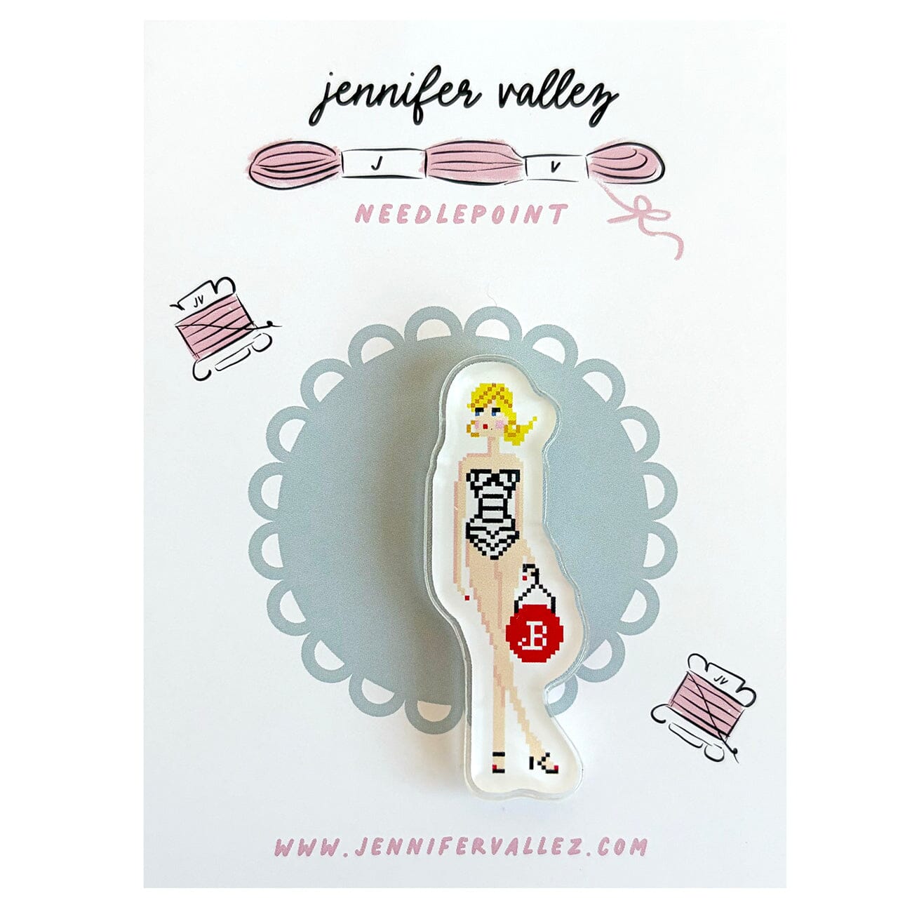 Barbie Acrylic Needle Minder Accessories Jennifer Vallez Needlepoint - 1