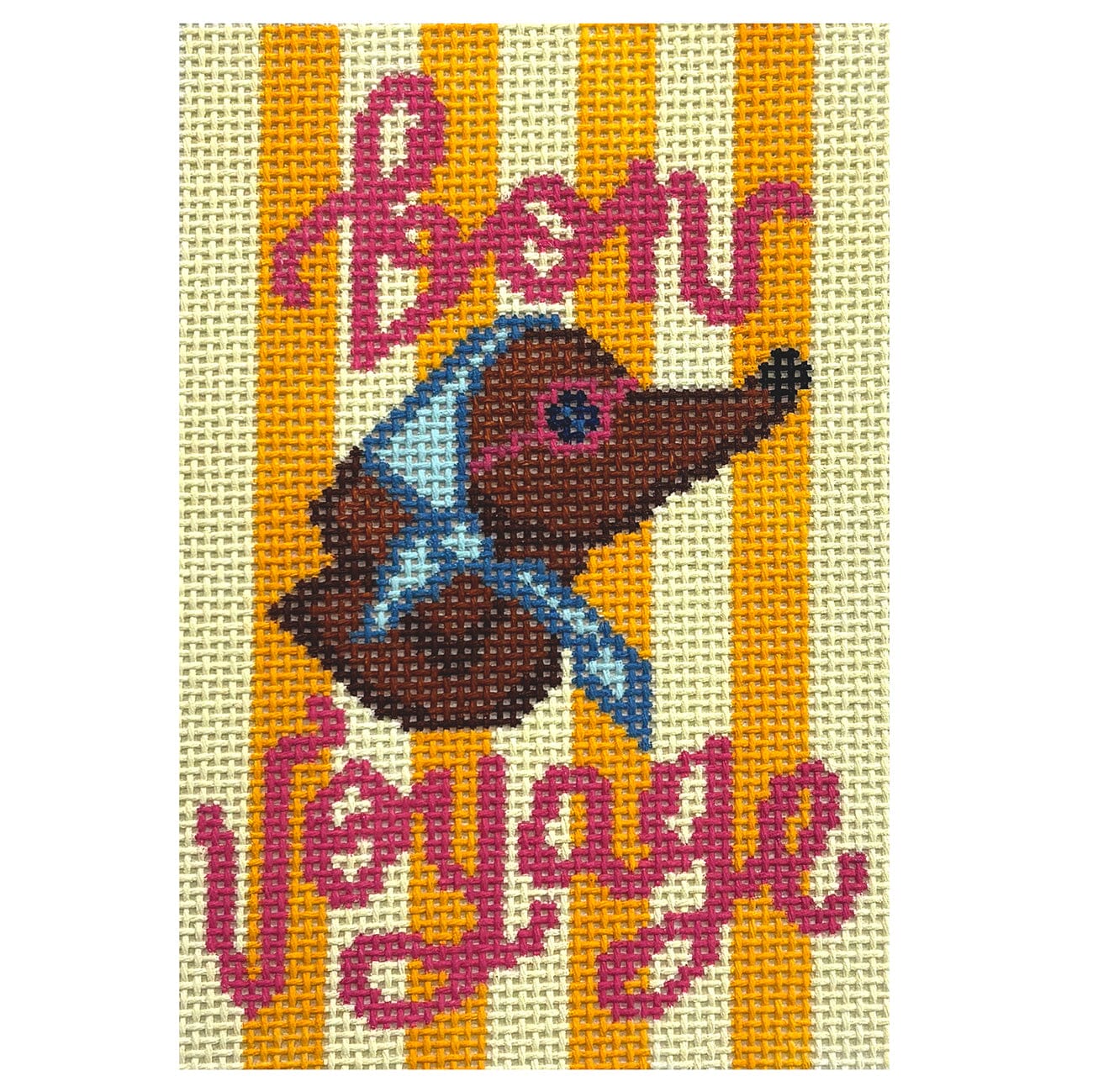 Bark Voyage Passport Cover Painted Canvas Ivy Thread Needlepoint - 1