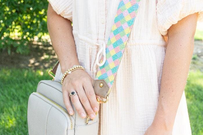 Beach Harlequin Crossbody Strap Printed Canvas Two Sisters Needlepoint