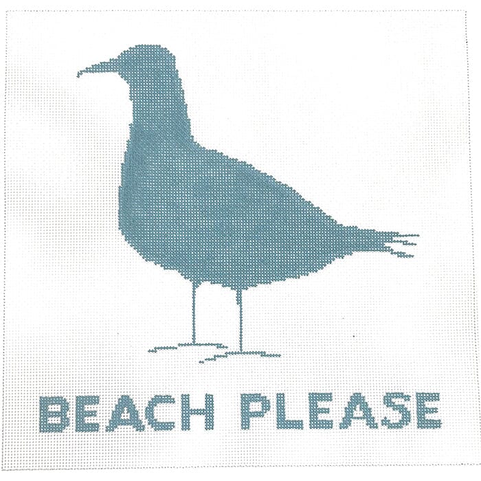 Beach Please on 13 White Background Painted Canvas Kristine Kingston - 1