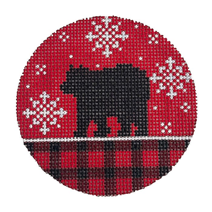 Bear and Red Plaid Painted Canvas Alice Peterson Company