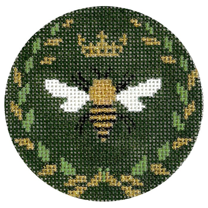 Bee 3" Round Olive Painted Canvas Funda Scully - 1