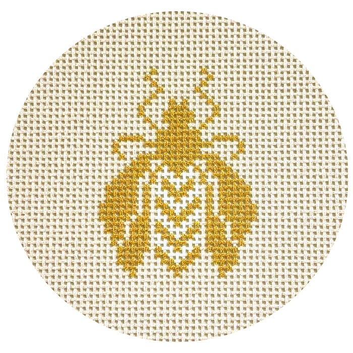 Bee Round/Cream Printed Canvas Two Sisters Needlepoint