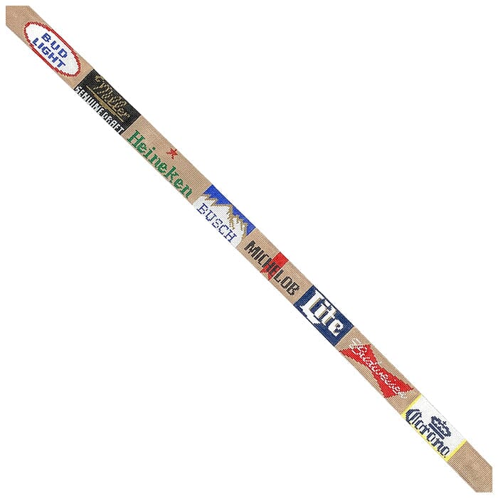 Beer Brands Belt Short Painted Canvas Elm Tree Needlepoint - 1