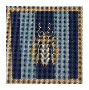 Bees Coaster Blue Painted Canvas Associated Talents