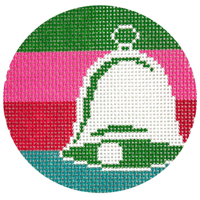 Bell on Stripes Round on 13 Painted Canvas Lauren Bloch Designs