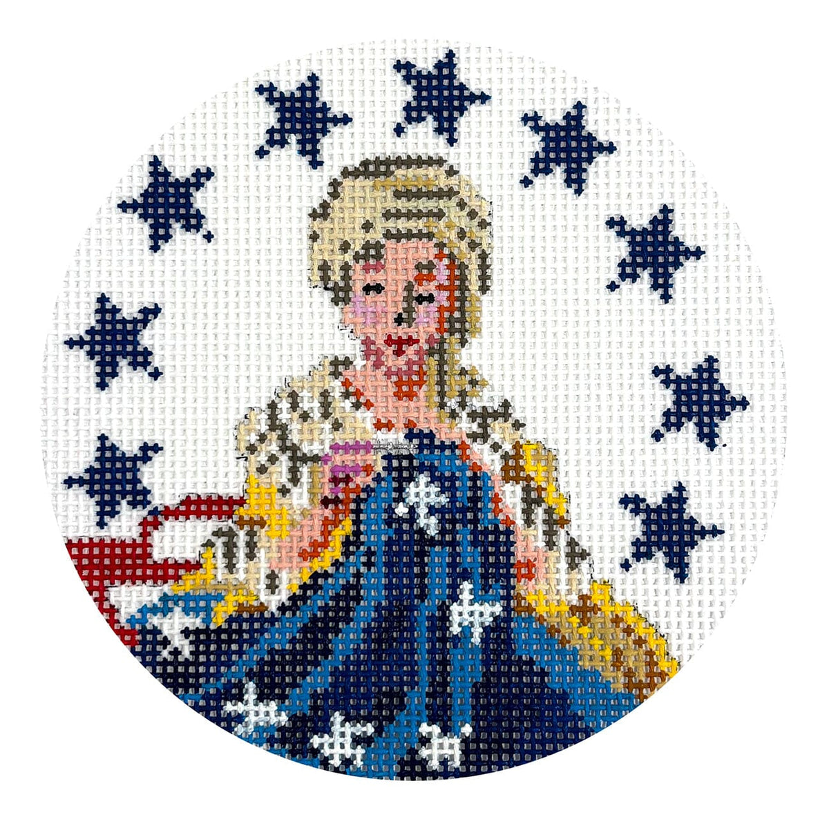 Betsy Ross Round Painted Canvas The Gingham Stitchery - 1