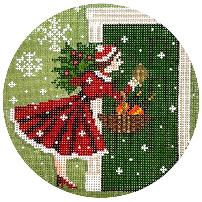 Betty Loves Bubbles Round #6 (Basket of Bubbly) with Stitch Guide Painted Canvas The Gingham Stitchery - 1