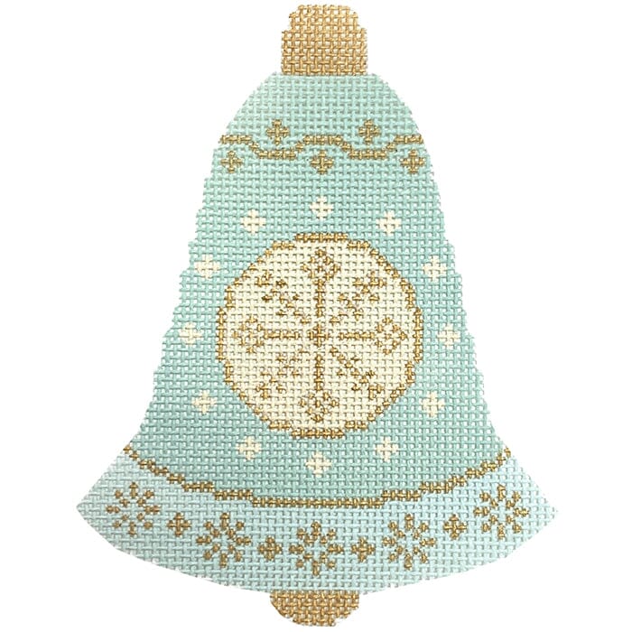 Betty's Bell Baubles - Green Painted Canvas Stitch Rock Designs