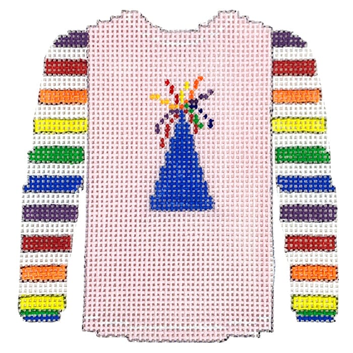 Birthday Party Hat on Pink Sweater Painted Canvas Kristine Kingston - 1