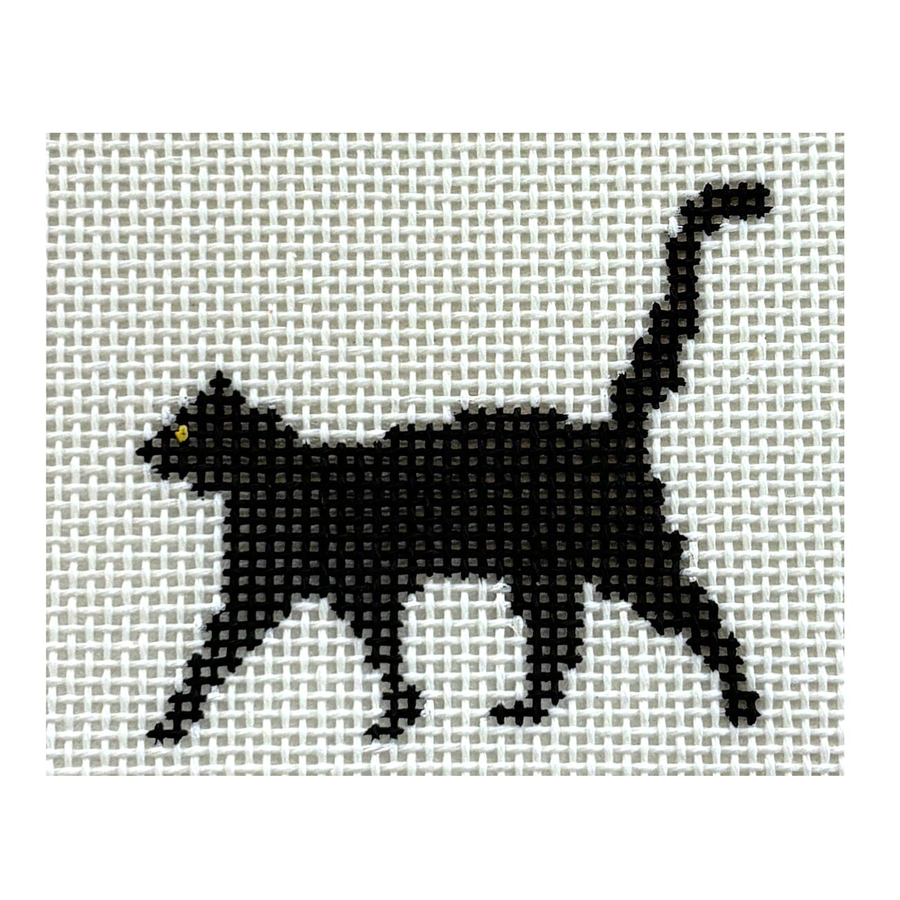 Black Cat Mini Walking Cat Painted Canvas MF Needlepoint - 1