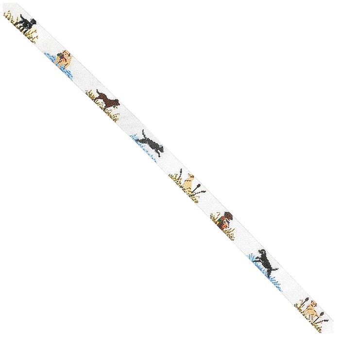 Black, Chocolate, and Yellow Labs Hunting Belt - Medium Painted Canvas Elm Tree Needlepoint