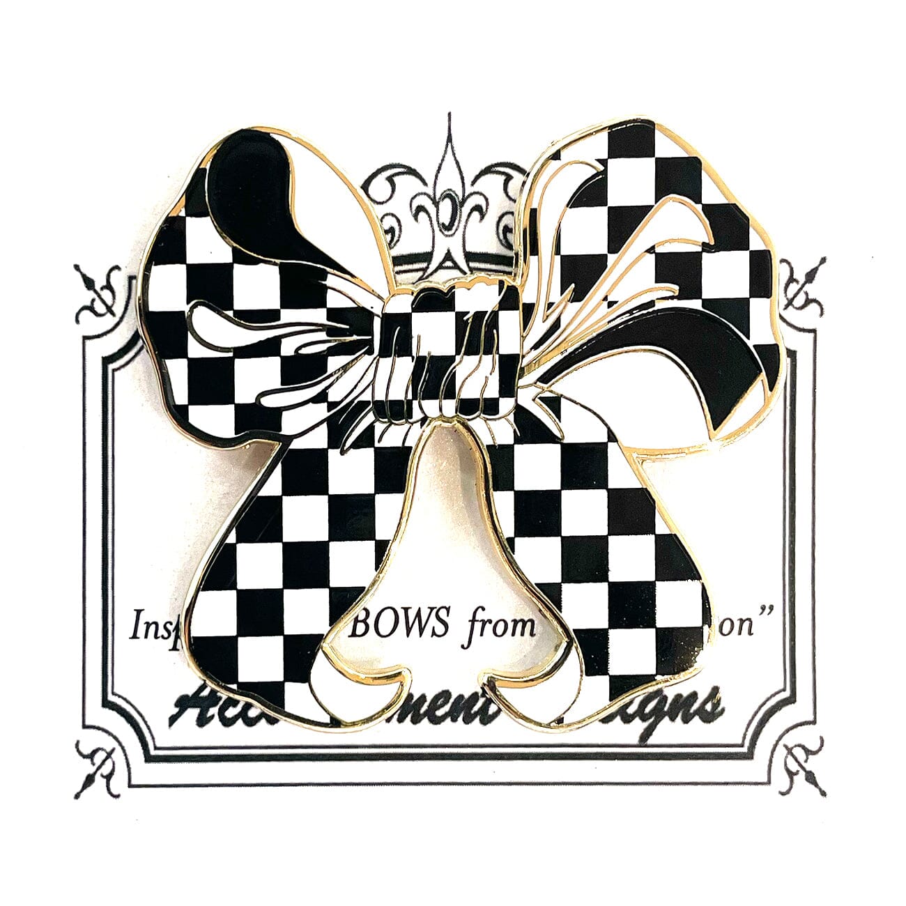 Black/White Check Bow Needleminder Accessories Accoutrement Designs - 1