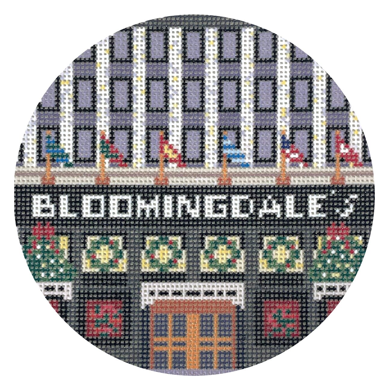 Bloomingdale's Round Painted Canvas The Gingham Stitchery - 1