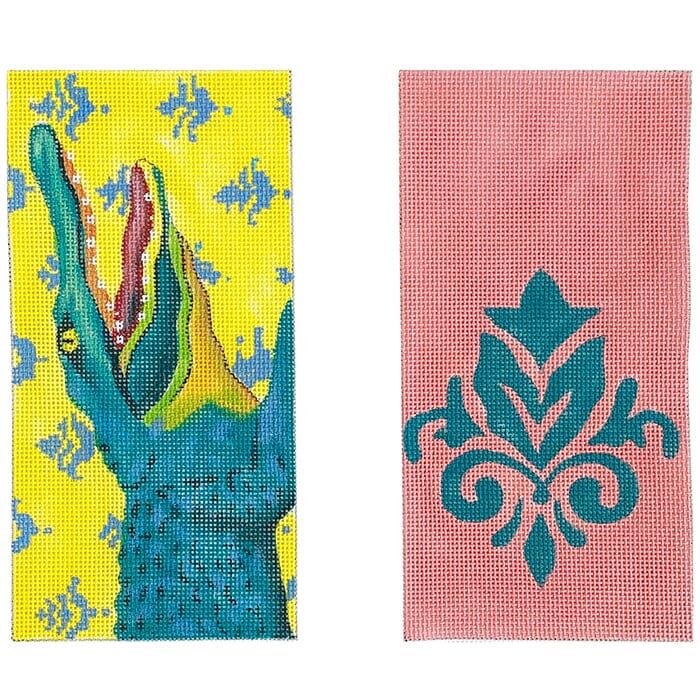 Blue Alligator Eyeglass Case Painted Canvas Colors of Praise - 1