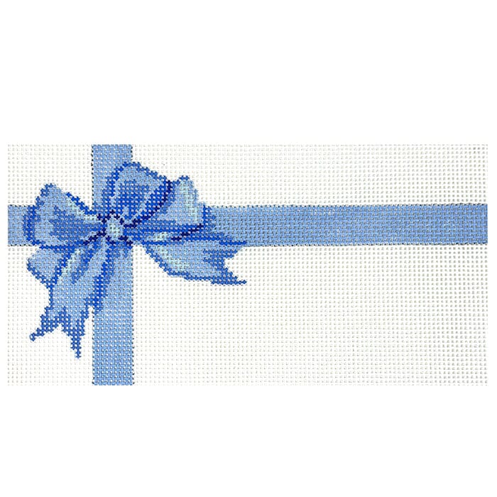 Blue Bow Present Everyday Clutch Insert Painted Canvas Susan Roberts Needlepoint Designs Inc. - 1