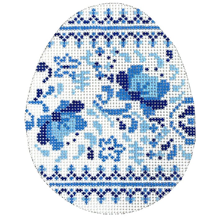 Blue Chinoiserie Egg #1 Painted Canvas Blueberry Point Canvas - 1