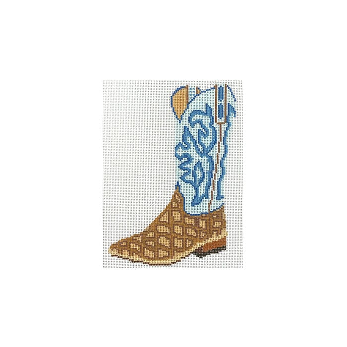 Blue Cowboy Boot Ornament Painted Canvas Initial K Studio