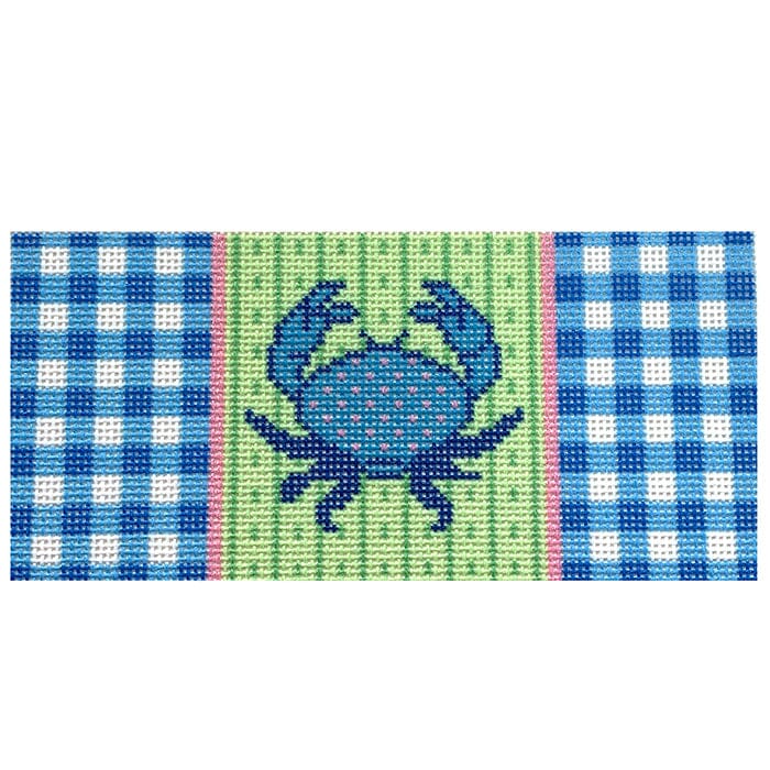 Blue Crab/Gingham Insert Printed Canvas Two Sisters Needlepoint