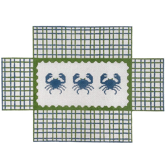 Blue Crabs Brick Cover on 13 Painted Canvas J. Child Designs