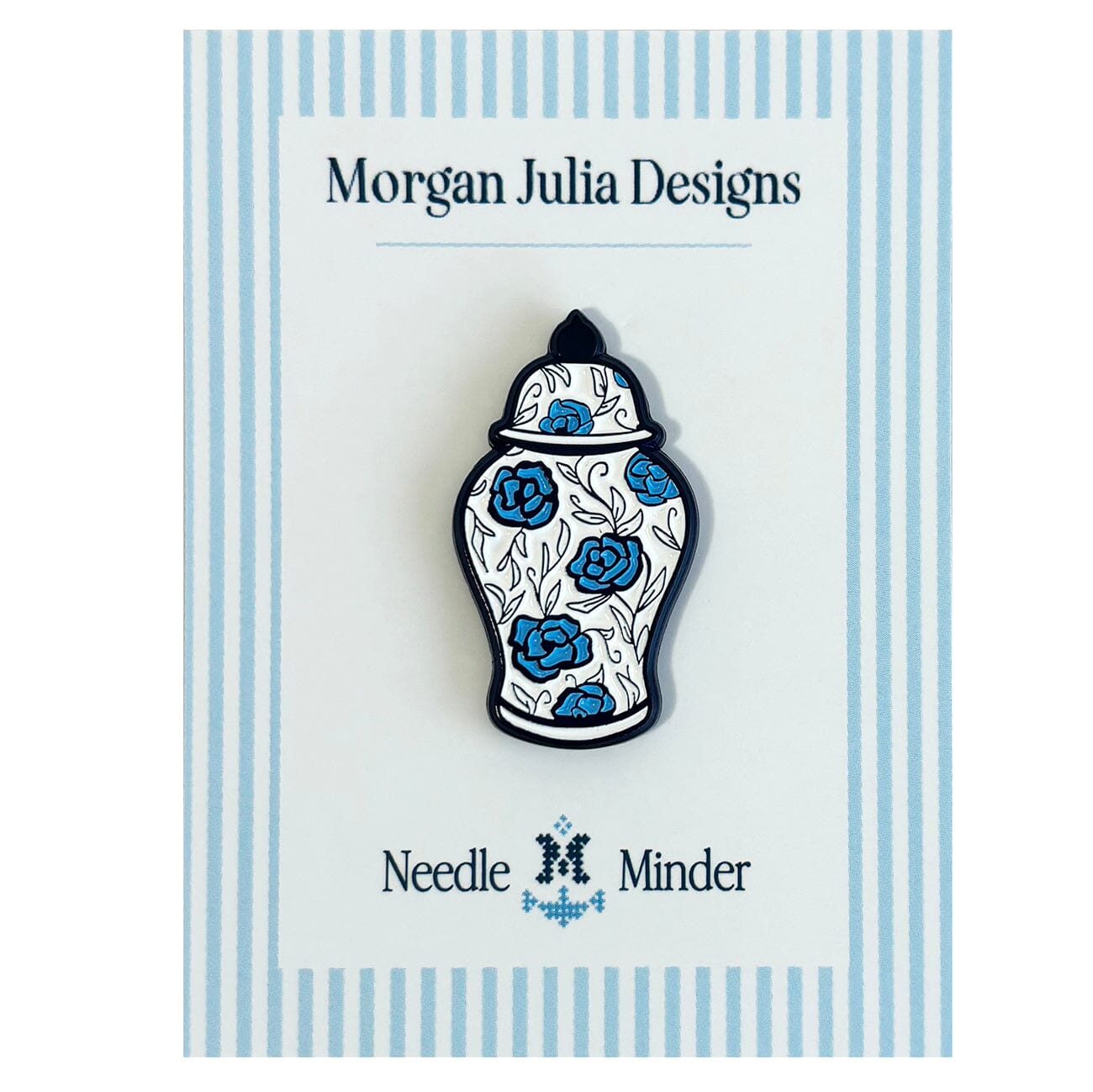 Blue Floral Ginger Jar Needleminder Accessories Morgan Julia Designs - 1