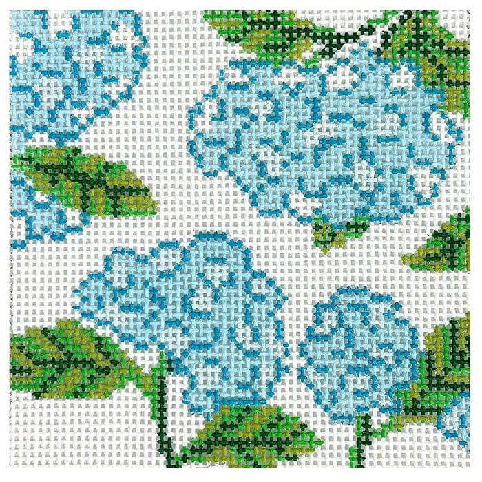 Blue Floral Square Hydrangeas Painted Canvas KCN Designers