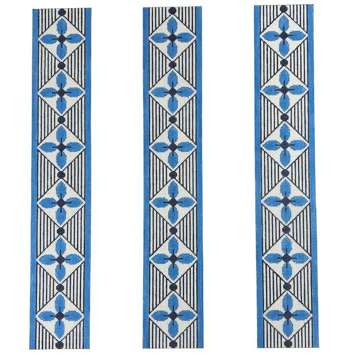 Blue Geometric Luggage Straps Painted Canvas The Meredith Collection - 1