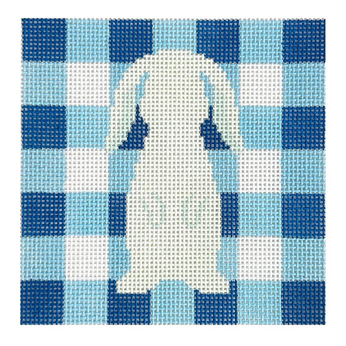 Blue Gingham Bunny Painted Canvas Spruce Street Studio - 1