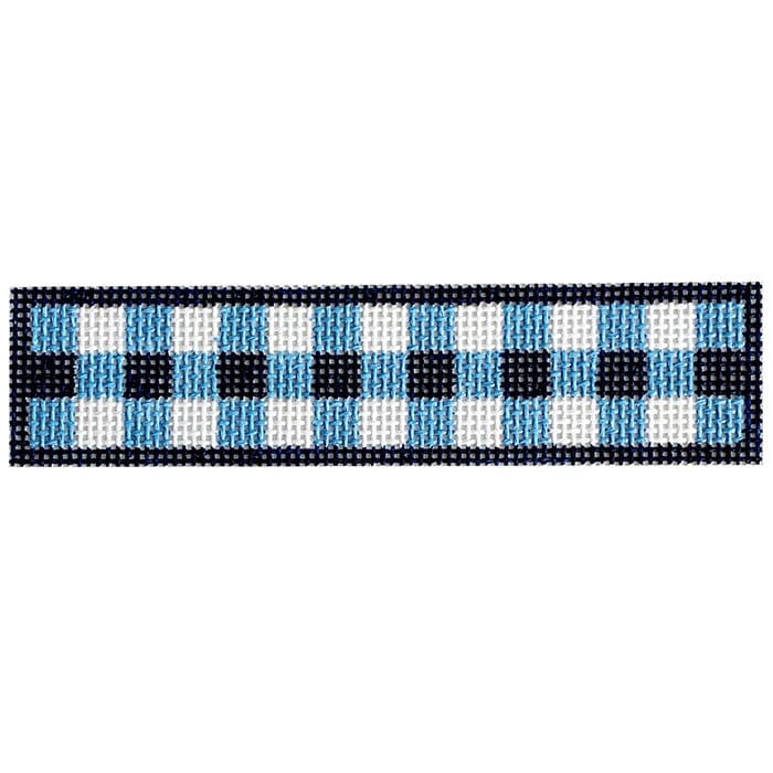 Blue Gingham Key Fob Painted Canvas Goodpoint Needlepoint - 1