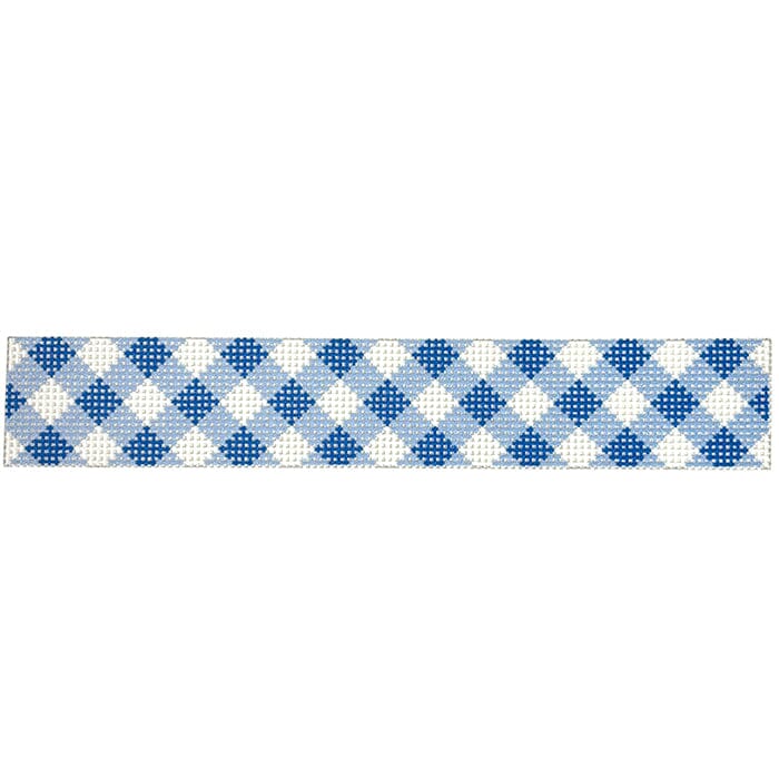 Blue Gingham Key Fob Printed Canvas Two Sisters Needlepoint