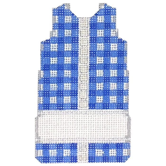 Blue Gingham Mini Shift Painted Canvas Two Sisters Needlepoint - 1