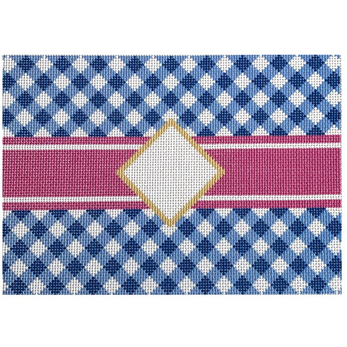 Blue Gingham/Mono Clutch Printed Canvas Two Sisters Needlepoint