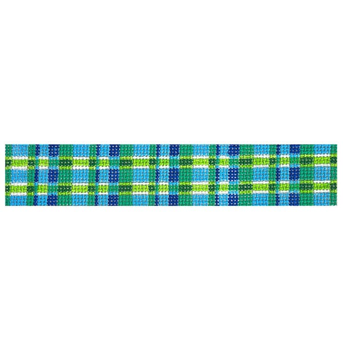 Blue & Green Madras Key Fob Painted Canvas Kate Dickerson Needlepoint Collections - 1