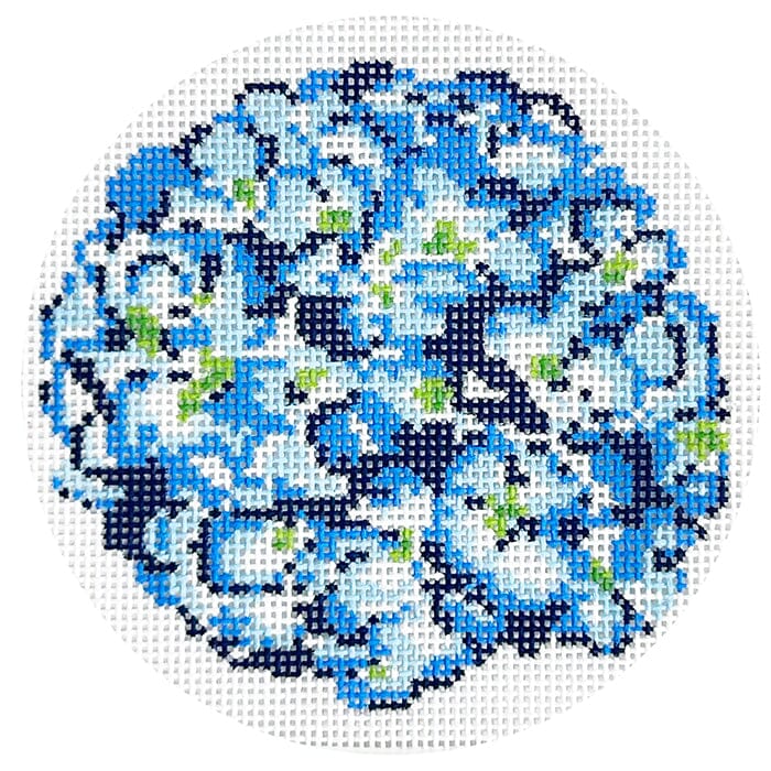 Blue Hydrangea Ornament Painted Canvas Initial K Studio - 1