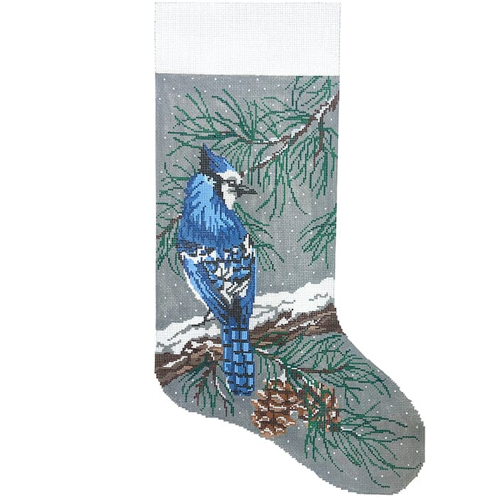 Blue Jay Stocking Painted Canvas The Meredith Collection - 1