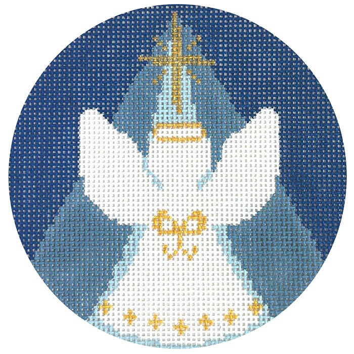 Blue Nativity Angel Ornament Painted Canvas NDLPT Designs - 1