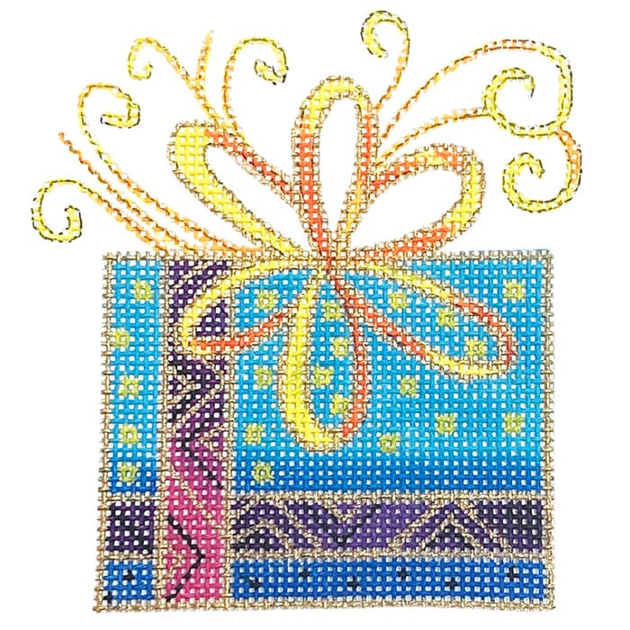 Blue Present Painted Canvas Danji Designs - 1