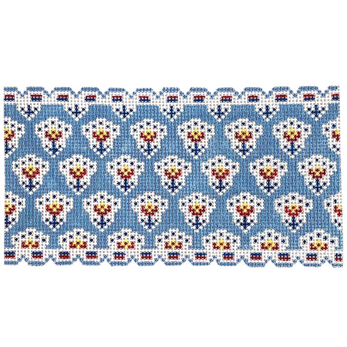 Blue Provence Floral Insert Painted Canvas Anne Fisher Needlepoint LLC