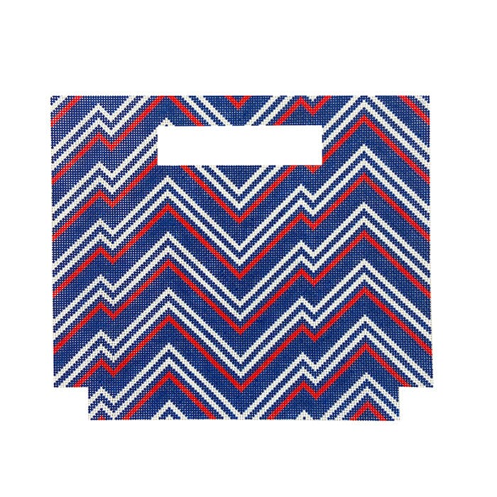 Blue Red Zag Clutch Large Painted Canvas Initial K Studio - 1