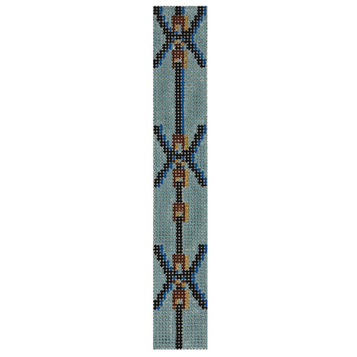 Blue Saddle Keyfob Painted Canvas Anne Fisher Needlepoint LLC