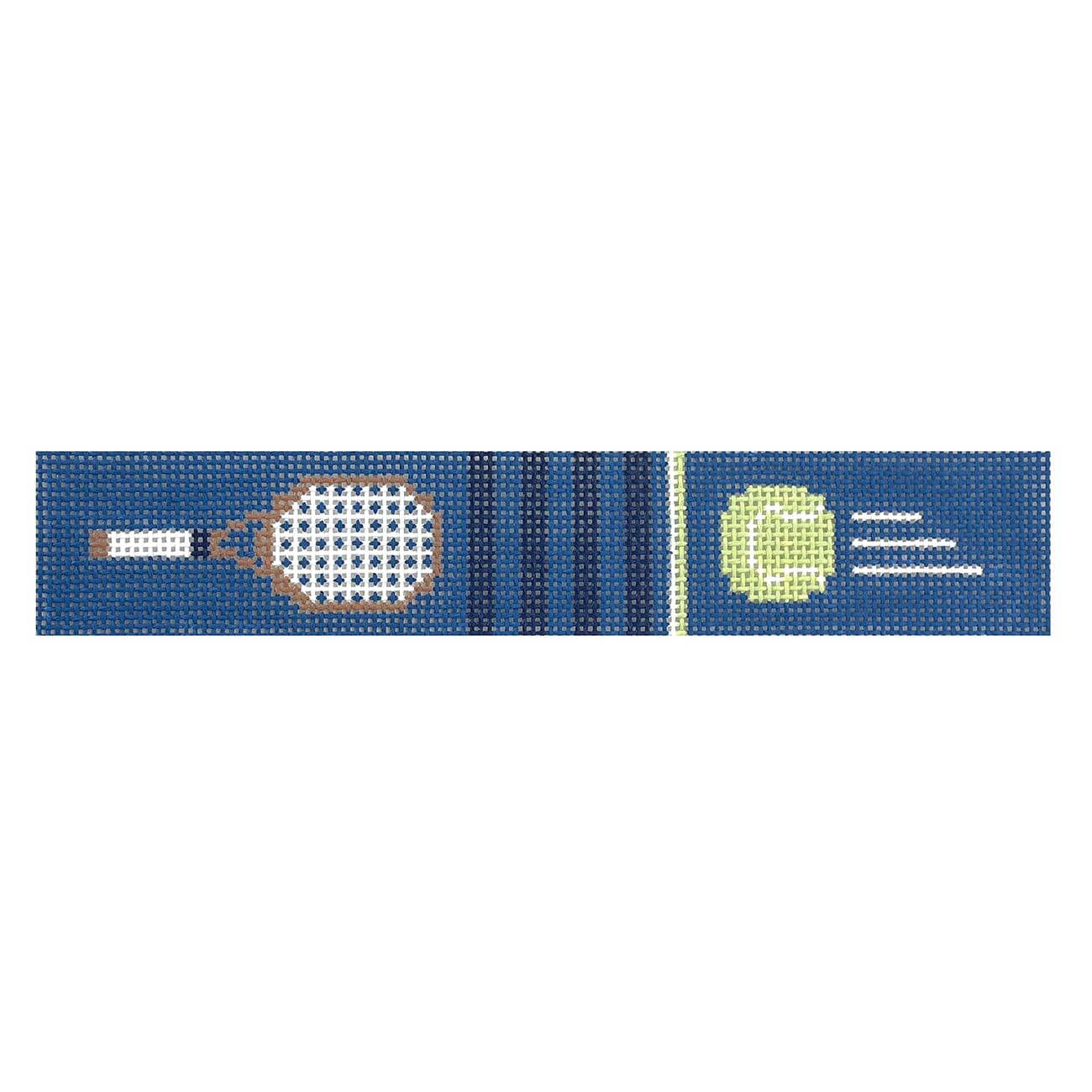 Blue Tennis Key Fob Painted Canvas Frances Mary Needlepoint - 1