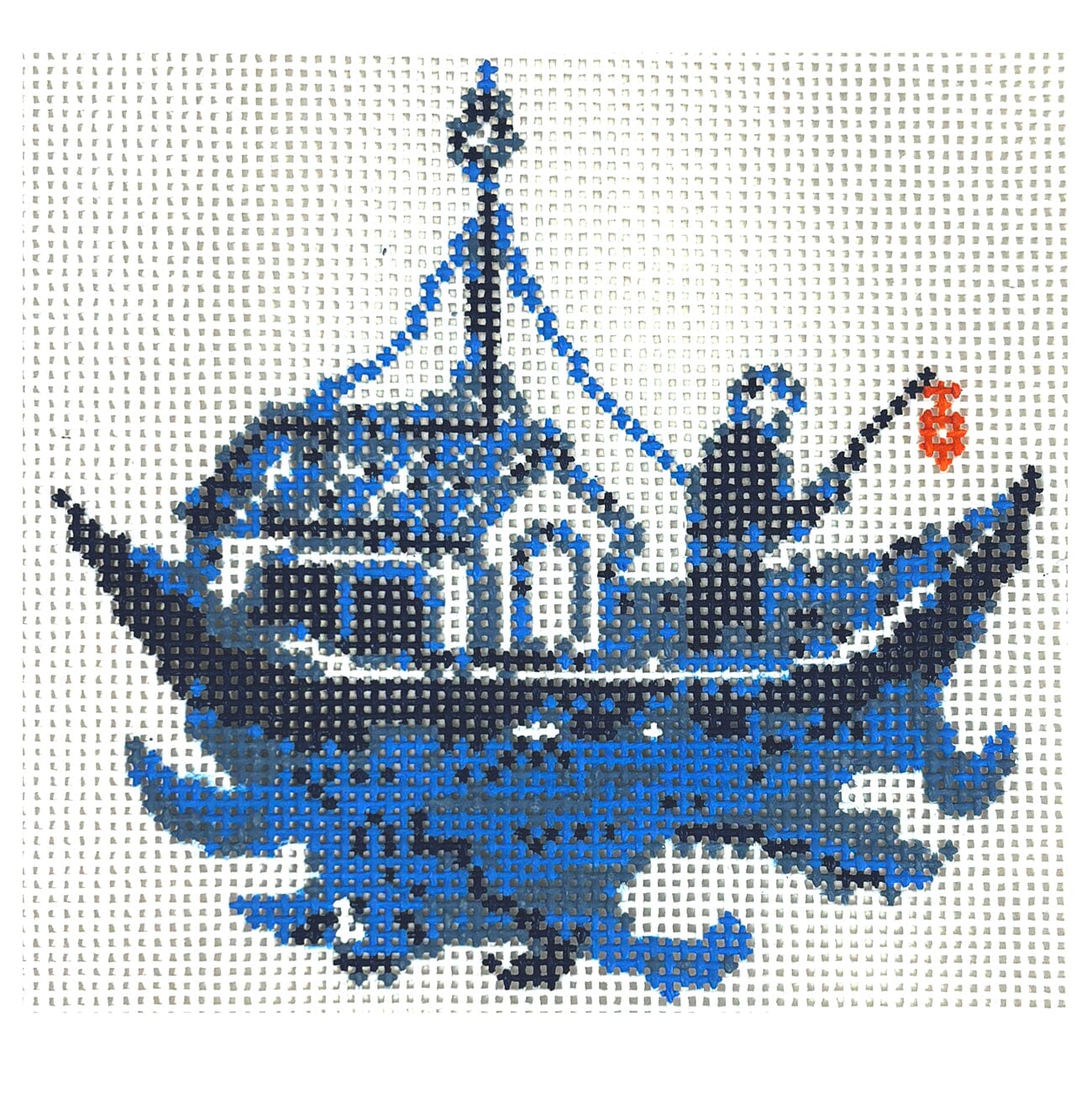 Blue Willow Deconstructed Boat Painted Canvas The Gingham Stitchery - 1