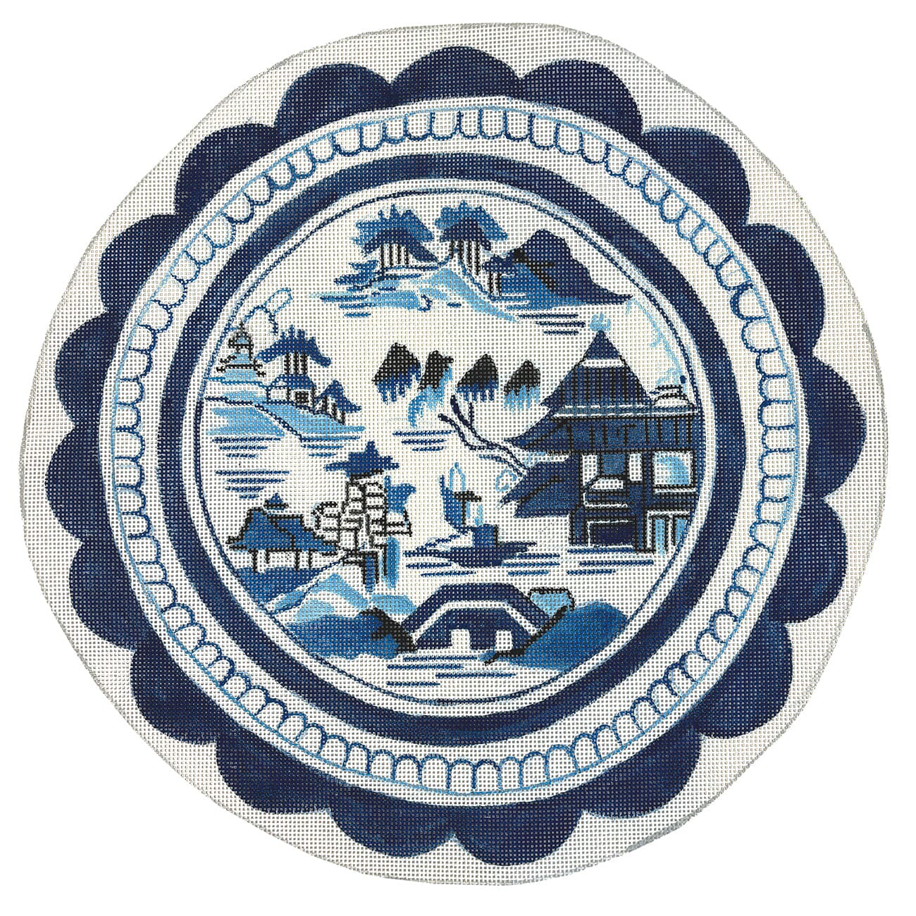 Blue Willow Fluted Bowl Painted Canvas Jean Smith - 1