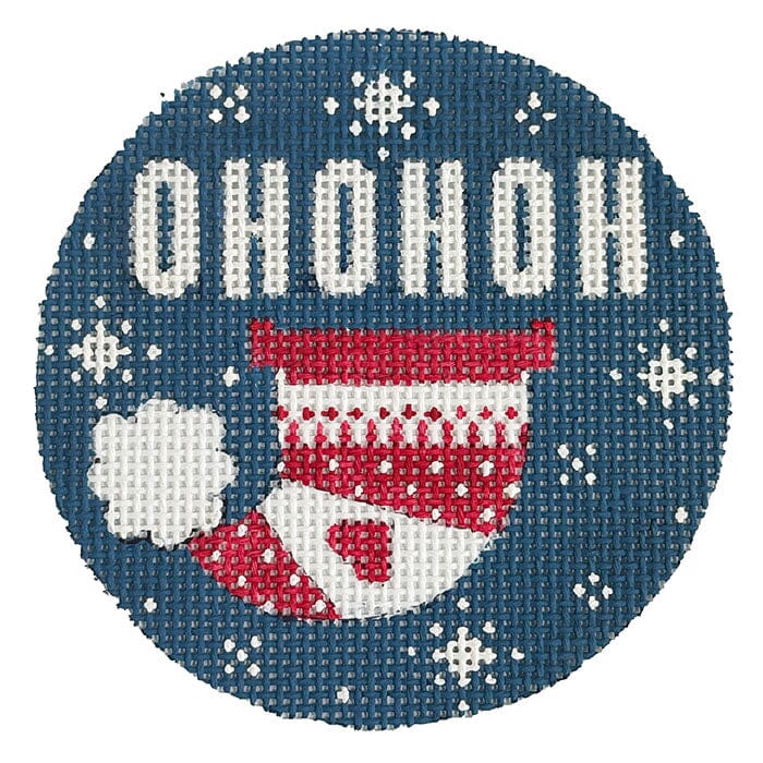 Blue Winter Hat-Ho Ho Ho Painted Canvas Alice Peterson Company